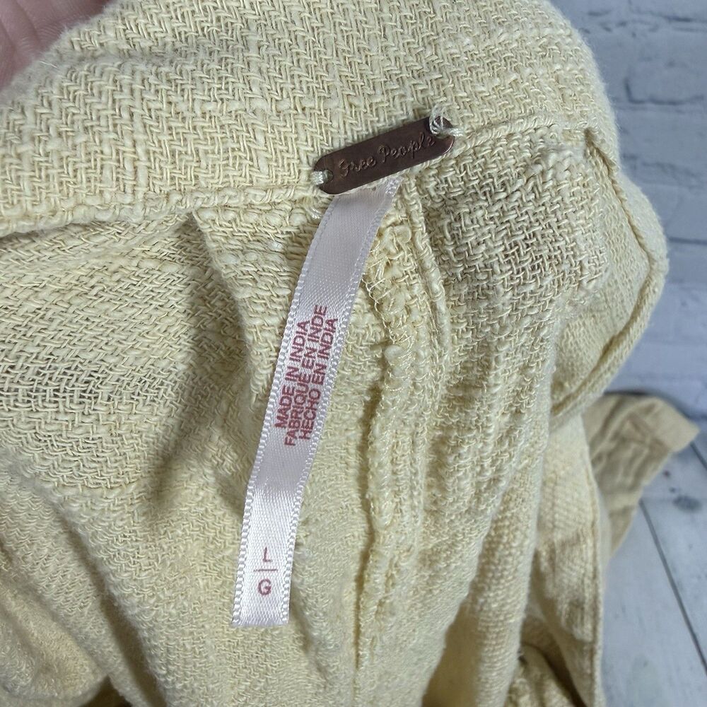 Free People Sun Drenched Overalls Large Yellow Cotton Wide Leg Relaxed Boho - Picture 15 of 16